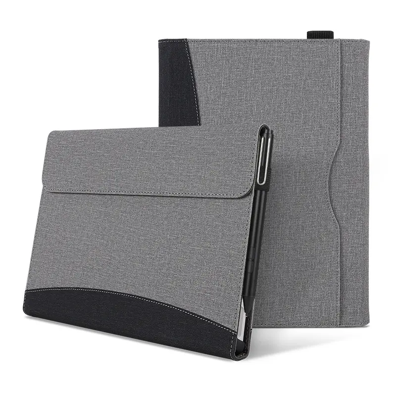 Cover per Tablet con struttura tessuta antiurto fodera in microfibra in pelle PU custodia per Tablet Smart Flip per Microsoft Surface Pro 5/6/7/8/9