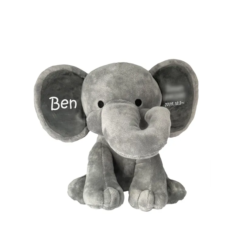 Elefante de peluche con orejas grandes, juguete de elefante gris