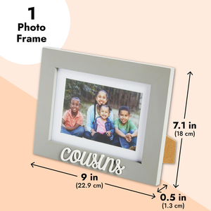 "Cousins" kelime eki ve beyaz eğimli Mat, gri çerçeve 9x0.5x7.1 in ile 4x6 ve 5x7 fotoğraflar için aile resim çerçevesi - Product Image 4