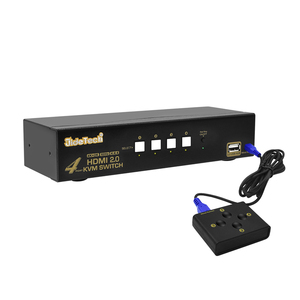 JideTech <strong>KVM</strong> <strong>Switch</strong> 4 Port Support Ultra HD with USB 2.0 Hub and Cables Support Hotkey Mouse and Wire Remote