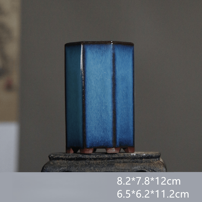 Jun Glaze Straight Octagonal Pot