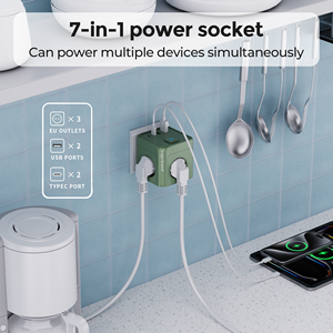 Toma de corriente estándar de la UE 3AC enchufes enchufe eléctrico Multi-Plug 1,5 m Cable función magnética con 2 USB-A y 2TYPE-C - Product Image 4