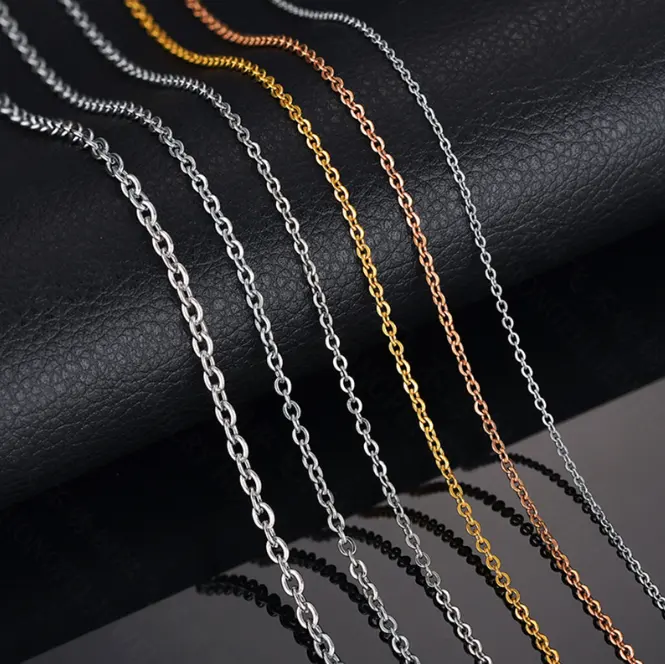Catena per cavi piatta in acciaio inossidabile nero O catena per cavi catena per gioielli componenti per uomini donne collana creazione di gioielli