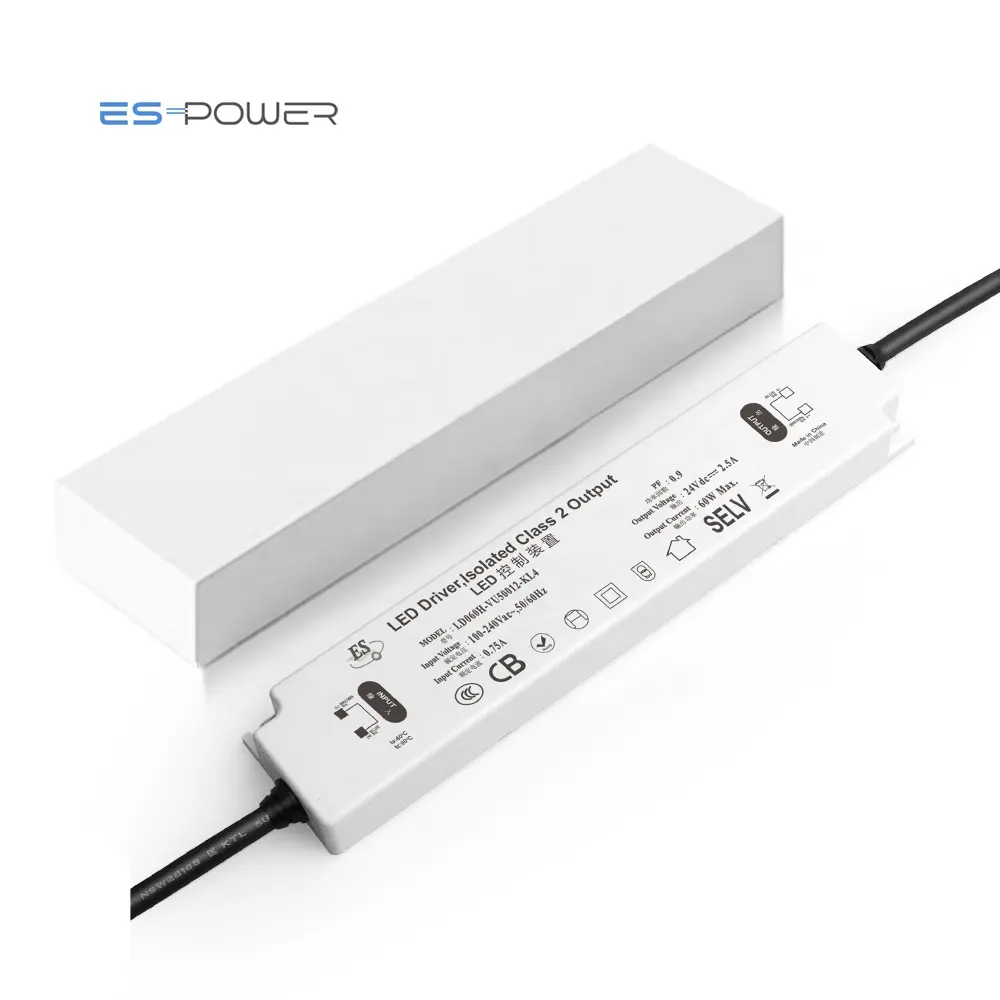 PSE-Zertifikat LED-Netzteil Schlankes elektronisches Kunststoff gehäuse mit konstanter Spannung Ultra dünner 40W 60W 12V 24V 2,5A 5A LED-Treiber