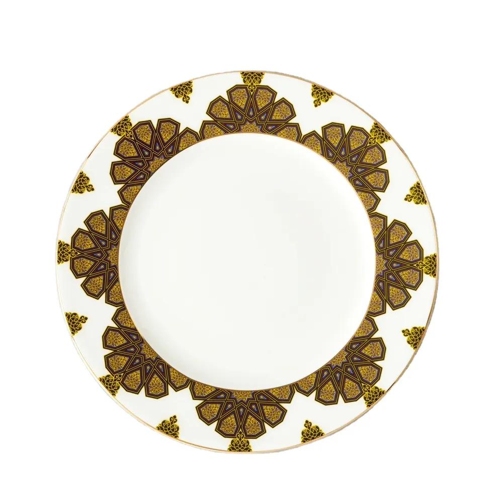 Auratic yeni avrupa Modern altın beyaz çizgi sofra mutfak yemek tabakları yemek otel restoran porselen yemek