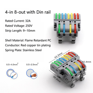Supplier's Electrical Wiring <strong>Terminal</strong> <strong>Block</strong> 32A 250V Din Rail <strong>Block</strong> 2-8 3-12 4-8 <strong>Push</strong>-in Wire Copper <strong>Spring</strong> Plug-In Type Made PC - Product Image 5