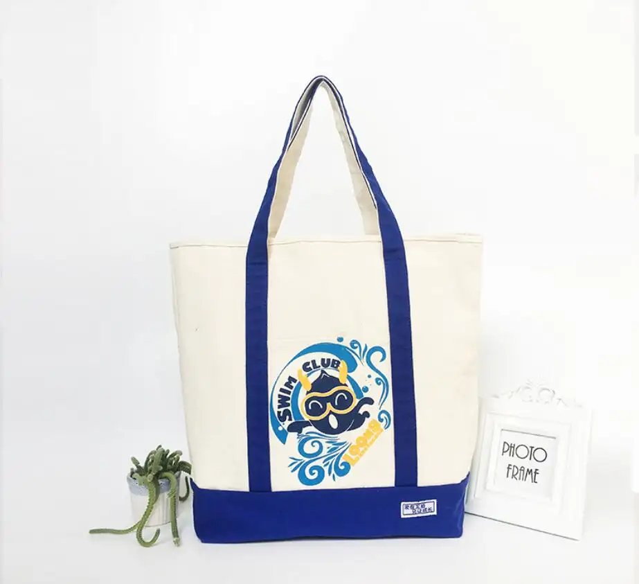 Logo personnalisé imprimé taille carré polyester emballage coton calicot toile sac à provisions en tissu emballage sac fourre-tout avec fermeture éclair