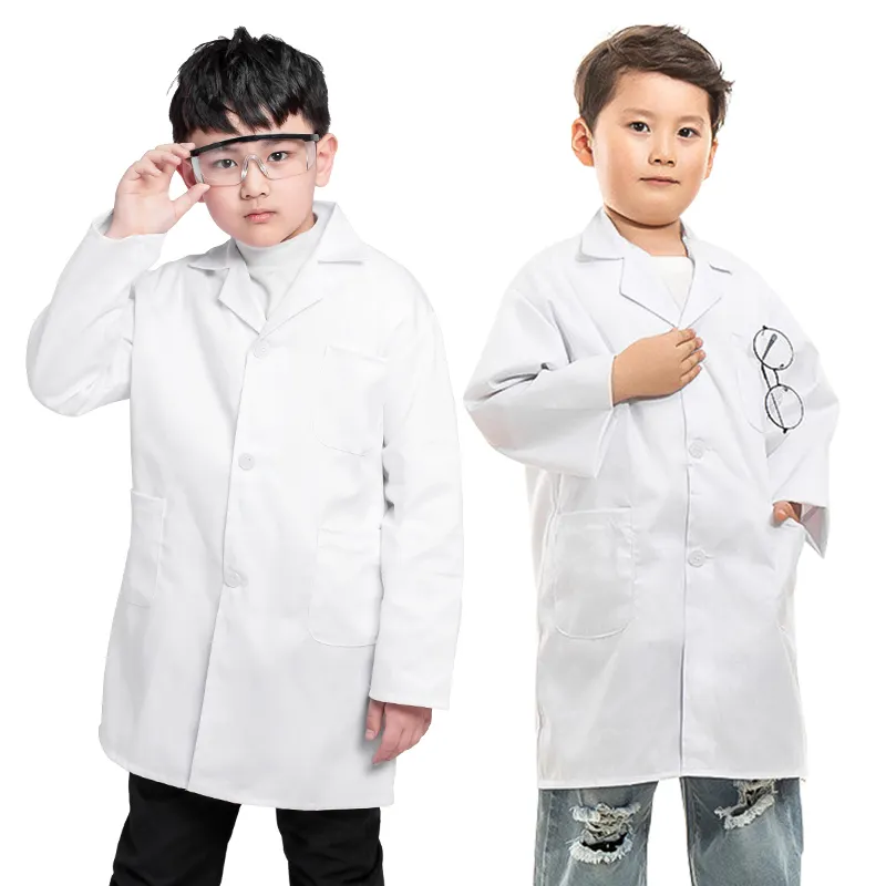 Blouse de laboratoire blanche pour enfants Costume de jeu de rôle scientifique de jour de carrière pour enfants uniformes d'hôpital pour le jeu de rôle de blouse de laboratoire