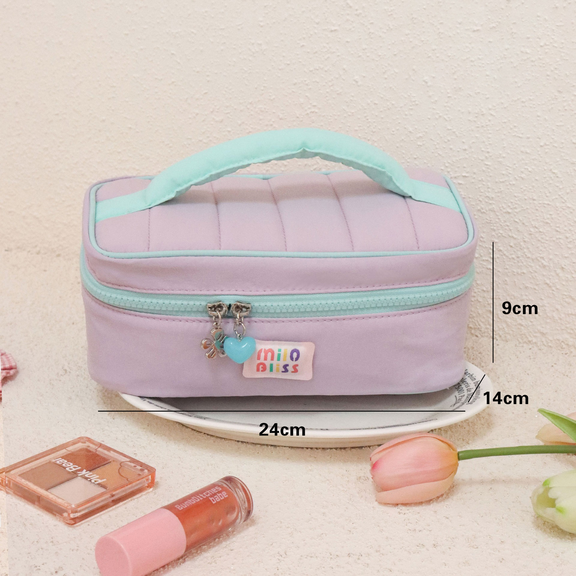 Neceser de maquillaje violeta claro