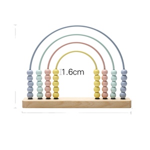 木制彩色蒙特梭利婴儿学习工具珠子数学算盘儿童教育数学 - Product Image 1