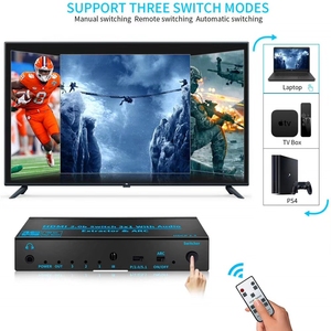 Hdmi 2.0bスイッチ3x1スプリッター3 in 1 4k @ 60hzスイッチャーボックス、アークリモート光toslink spdif同軸アナログrcaステレオオーディオ - Product Image 5
