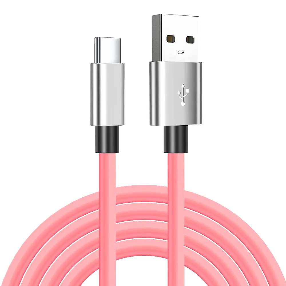 Retailer Customize Phone Data Cord Popular Wonderful Price Pink Imitate Silica Gel USB A To Type C Cable With Strong Durability
