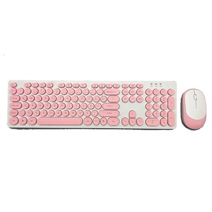 KMSW-103R Retro Style Round Slim <strong>Wireless</strong> <strong>Keyboard</strong> &amp; Mouse Combo Compatible with Windows <strong>Android</strong> Mac <strong>OS</strong> IOS BT PC Laptop - Product Image 1