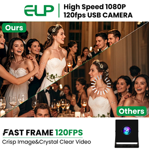 ELP 12megapixel USB fotocamera Plug and Play per Linux Raspberry Pi Windows No distorsion Lens 120fps 1080P Webcam per Glof Swing