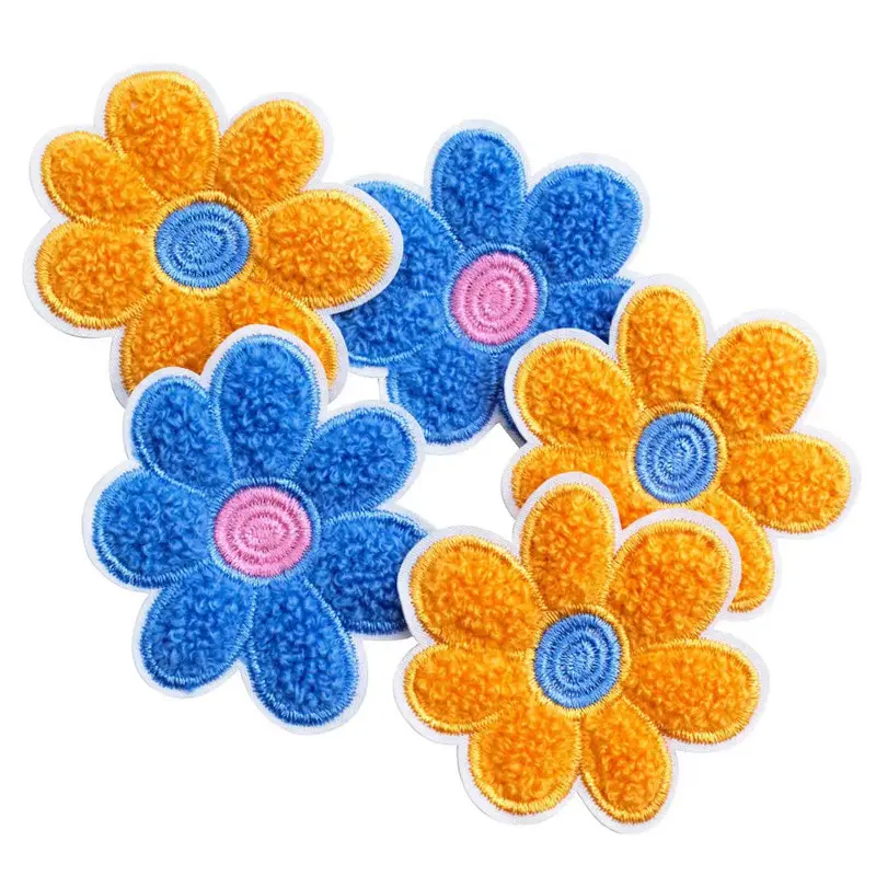 Hochwertige Chenille Flower Patch Eisen benutzer definierte Kleidung gestickte Patches