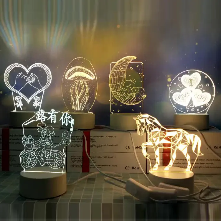 Regali di san valentino luce notturna a Led 3D per gli ospiti promozione delle donne di natale aziendale bomboniere regalo di nozze personalizzato