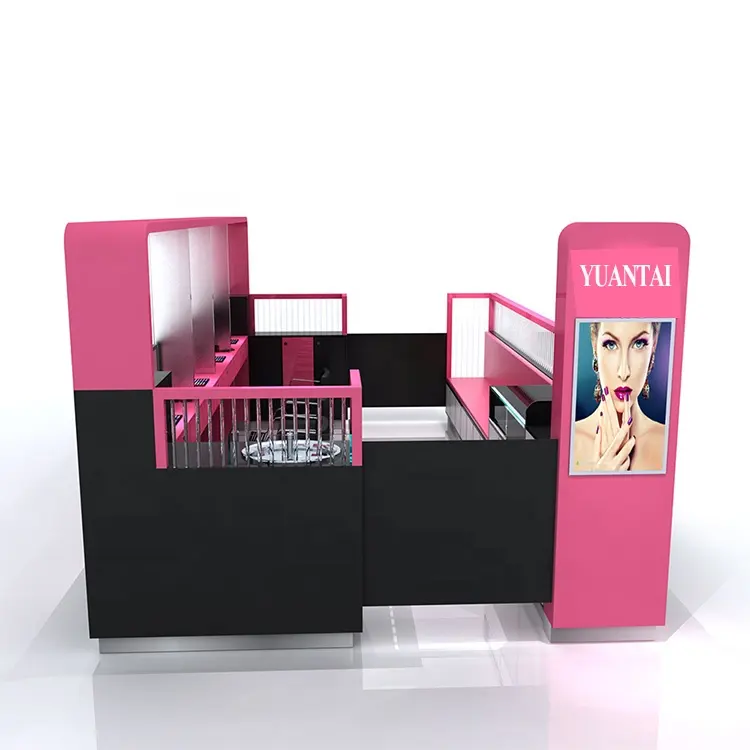 Muebles comerciales para cosméticos de la tienda de uñas quiosco de instalación de carpintería fabricante gratis en el centro comercial