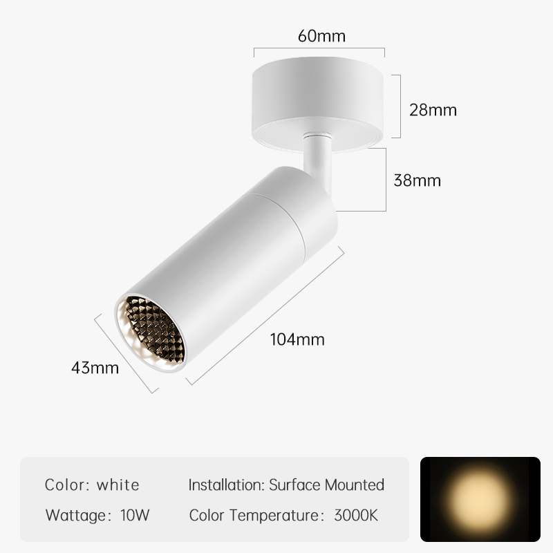 3000K-10W-SURFACE BLANCHE