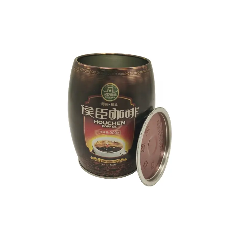 배럴 모양의 금속 캔 커피 콩 맞춤 커피 주석 용기