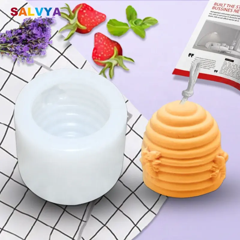 Moldes de vela de silicone sobremesa 3d, óleos essenciais colmeia de abelha, sabão perfumado, moldes de vela de silicone para grau alimentar