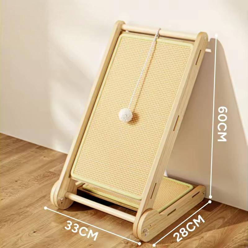Griffoir mural pliable pour chat, en bois massif et sisal - sans balle.