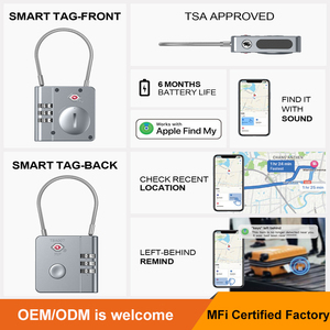 Nueva llegada MFi Tsa Lock Tracker Dispositivo de seguimiento en tiempo real Sistema IOS Find My Air Etiquetas de equipaje inteligente Rastreador GPS - Product Image 2