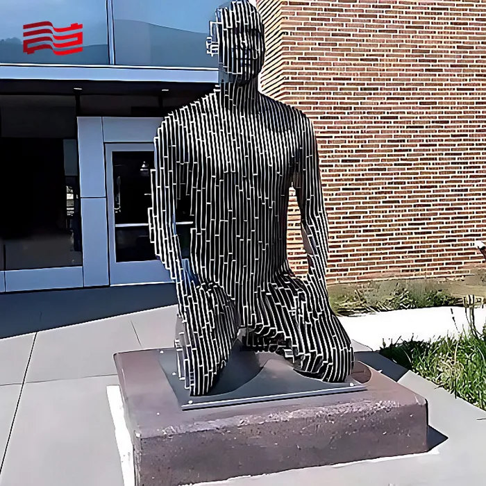 Paslanmaz çelik şekil heykel yeni süreç paslanmaz çelik levha kombinasyonu insansı heykel metal sanat superb kombinasyonu
