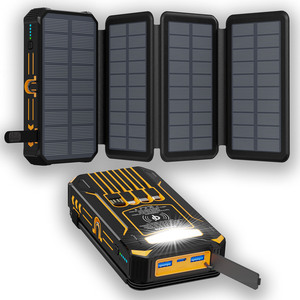 新しいソーラーパワーバンク20000mAh、ソーラーパネル充電とUSBC入力/出力高速充電を備えたワイヤレスポータブル充電器 - Product Image 1