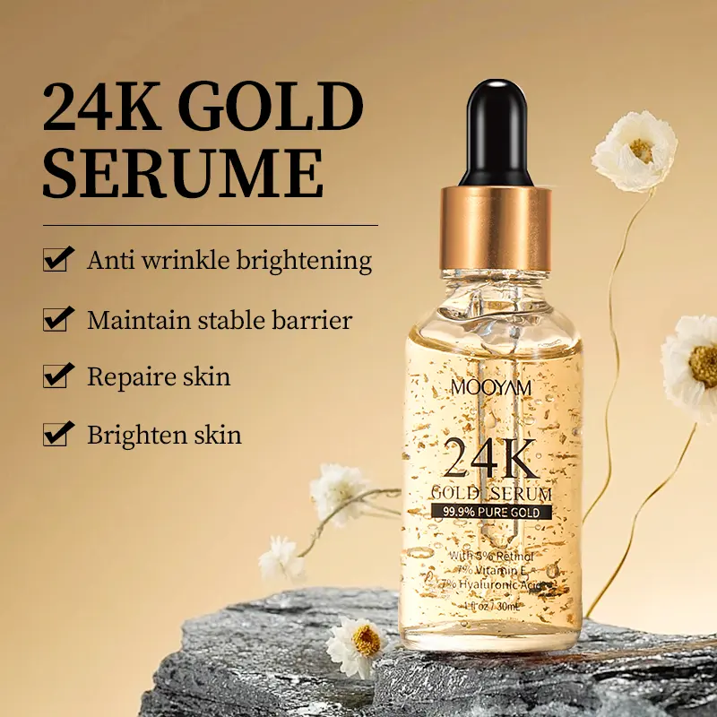 Sérum d'or 24 carats adapté à toutes les peaux Anti-âge adoucissant hydratant améliorant la qualité de la peau 30ml Sérum d'or MOOYAM 24 carats