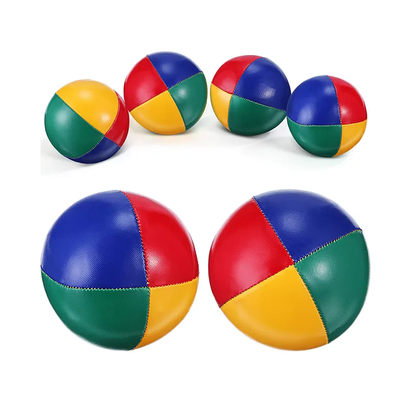 Venta al por mayor niños practican 4 paneles 6,3 cm tamaño personalizado Azul Rojo amarillo verde color PVC PU material malabares pelota de juguete