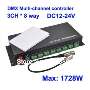 24CH DMX512 декодер 8-канальный сетевой видеорегистратор RGB светодиодный контроллер DC5V-24V 24CH * 2A DMX декодер диммер для RGB свет контроллер