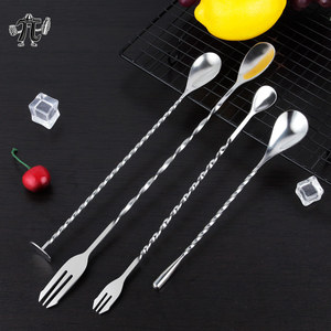 Thép Không Gỉ Tái Sử Dụng Thân Thiện Với Môi Bền Chống Trượt Dài Xử Lý Thanh Muỗng Với Mô Hình Xoắn Ốc Cho Cocktail Khuấy - Product Image 2