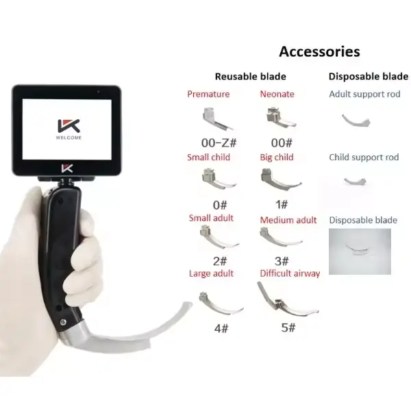 Laryngoscope vidéo portable Usb haute définition ensemble réutilisable de laryngoscopie vidéo portable