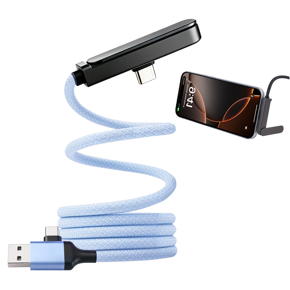 Support de téléphone magnétique bleu Câble de charge rapide 60 W