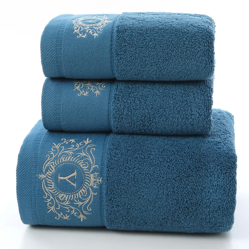 Juego de toallas de venta directa de fábrica 100% algodón más grueso más suave absorbente juego de toallas de baño de alta calidad juego de toallas de cocina baratas