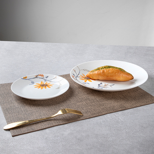 Round Shape Opal Glass Dinner Set with Gold <strong>Rim</strong> Luxury Dinner Tableware 14PCS Bowl Plate Set White Opal Glassware Set - Product Image 3