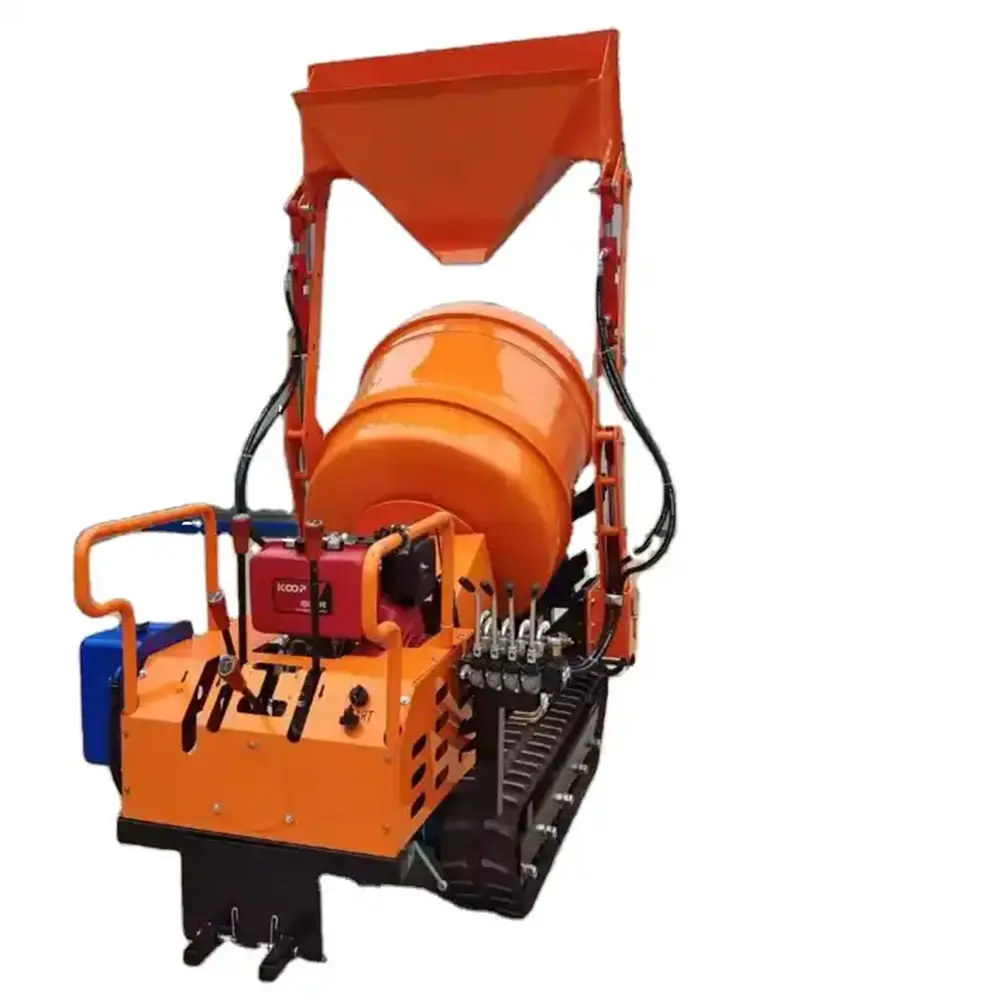 Maquinaria de construcción sobre orugas de 400L, mezcladora de hormigón de pequeña capacidad, máquina mezcladora de hormigón ampliamente utilizada