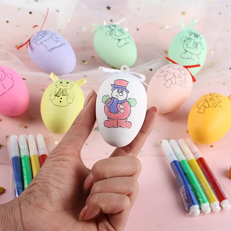 Hoye artesanía venta al por mayor huevo dibujo juegos populares niños pintura juguetes patrón de dibujos animados de pintura de huevos