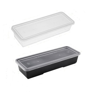 ODM/OEM食品级矩形包装容器盒托盘隔间一次性塑料寿司盒，带透明盖子 - Product Image 1