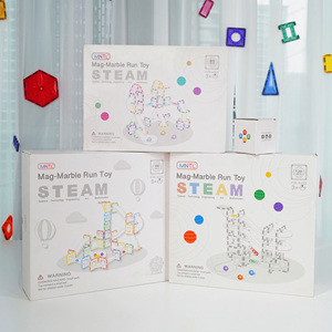 Mntl DIY กระเบื้องแม่เหล็กแบบทำมือ3D ของเล่นมอนเตสซอรี่บล็อกแม่เหล็กที่สร้างสรรค์ DIY ของเล่นอาคารของเล่น100ชิ้นวิ่งหินอ่อนพร้อมลูกบอลที่ติดไฟ - Product Image 6