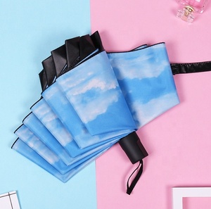 批发商最便宜的3折雨伞促销雨伞，带天空印花图案 - Product Image 4