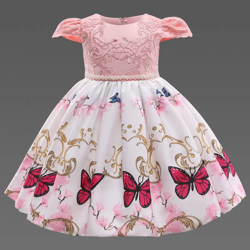 Vestidos infantis para meninas, vestidos para meninas com estampa de flores, borboletas, vestidos de festa, casamento, crianças, design de 2022