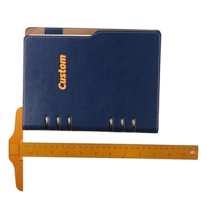 Imitation Leder glattes Finish dunkelblau benutzer definierte geprägt Planer Notizbuch College regierte legale Lose blatt Ring Bindung Notizbuch - Product Image 2
