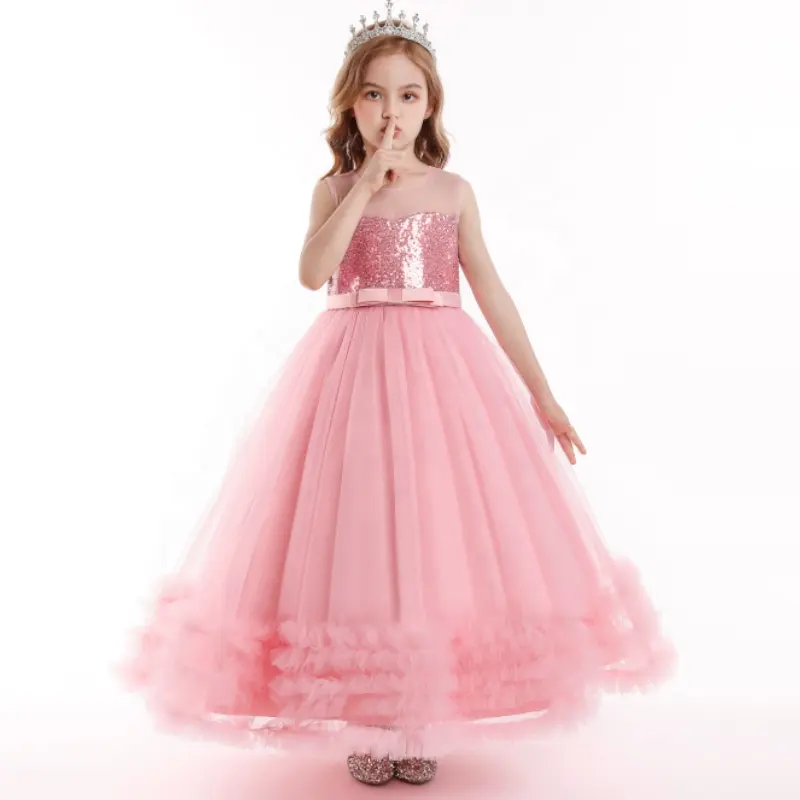 Baby Girls Sequins Flower Party Tutu Dress Clothes Clothing for kids Children Wedding Birthday Christmas Costume