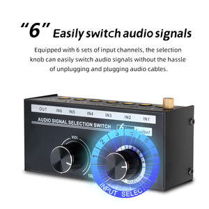 Professional <strong>Audio</strong> Interface 3.5/6.5mm Jack Stereo 6 Channel <strong>Audio</strong> signal Selecting <strong>Switch</strong> for Speakers Box Headphone Power Amp - Product Image 4