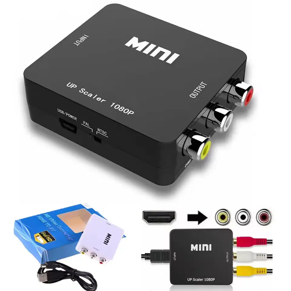 HDMI zu RCA AV Adapter Conber ter CVBS HDMI2AV L/R Video für Audio konverter für TV PC Mini Größe 1080P Schwarz PVC Ce OEM Stock