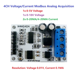 4-20MA DC 12V 2ch 0-20MA Current <strong>Analog</strong> Acquisition RS485 Modbus RTU ADC <strong>Module</strong> for PLC Instrumentation Measurement