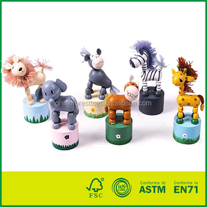 木製工芸品プレス「n」シェイク動物人形アフリカの動物ジャンプ動くフィギュアおもちゃ
