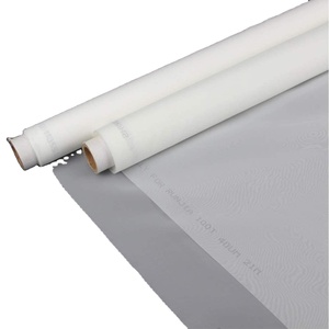 Tela de malla de red de impresión de poliéster 100% de tejido liso Amarillo Blanco de fabricación para impresión de seda