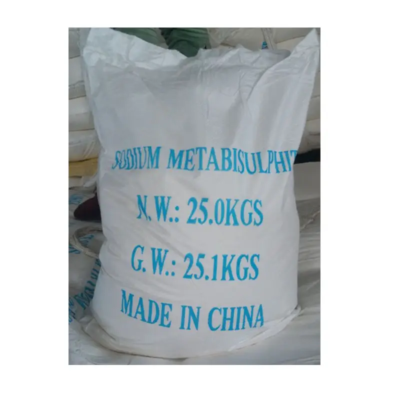 Melhor qualidade China Preço do fabricante 25kg saco na2s2o5 Pó branco de metabissulfito de sódio 7681-57-4 SMBS Metabissulfito de sódio